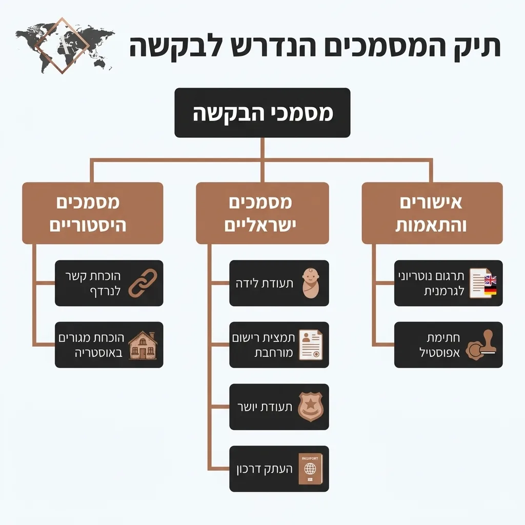 אינפוגרפיקה — תיק המסמכים הנדרש לבקשה: מסמכי הבקשה